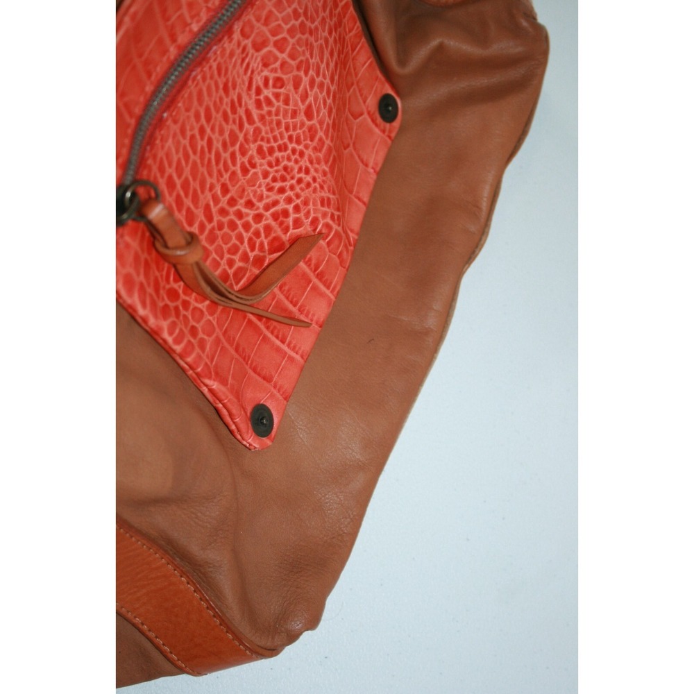 Maurizio Taiuti Brown Orange Leather Women's Tote Handbag Purse - Picture 11 of 12